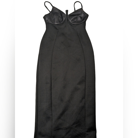 ASOS Dresses & Skirts - ASOS BLACK PLEATHER CUPPED CORSET BUSTIER BODYCON MIDI DRESS NEW WITHOUT TAG